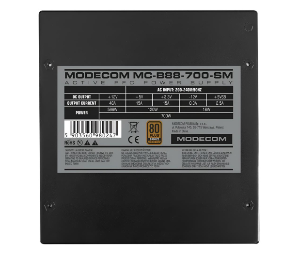 MODECOM B88 SM 700W 80 Plus Bronze - 1308929 - zdjęcie 4